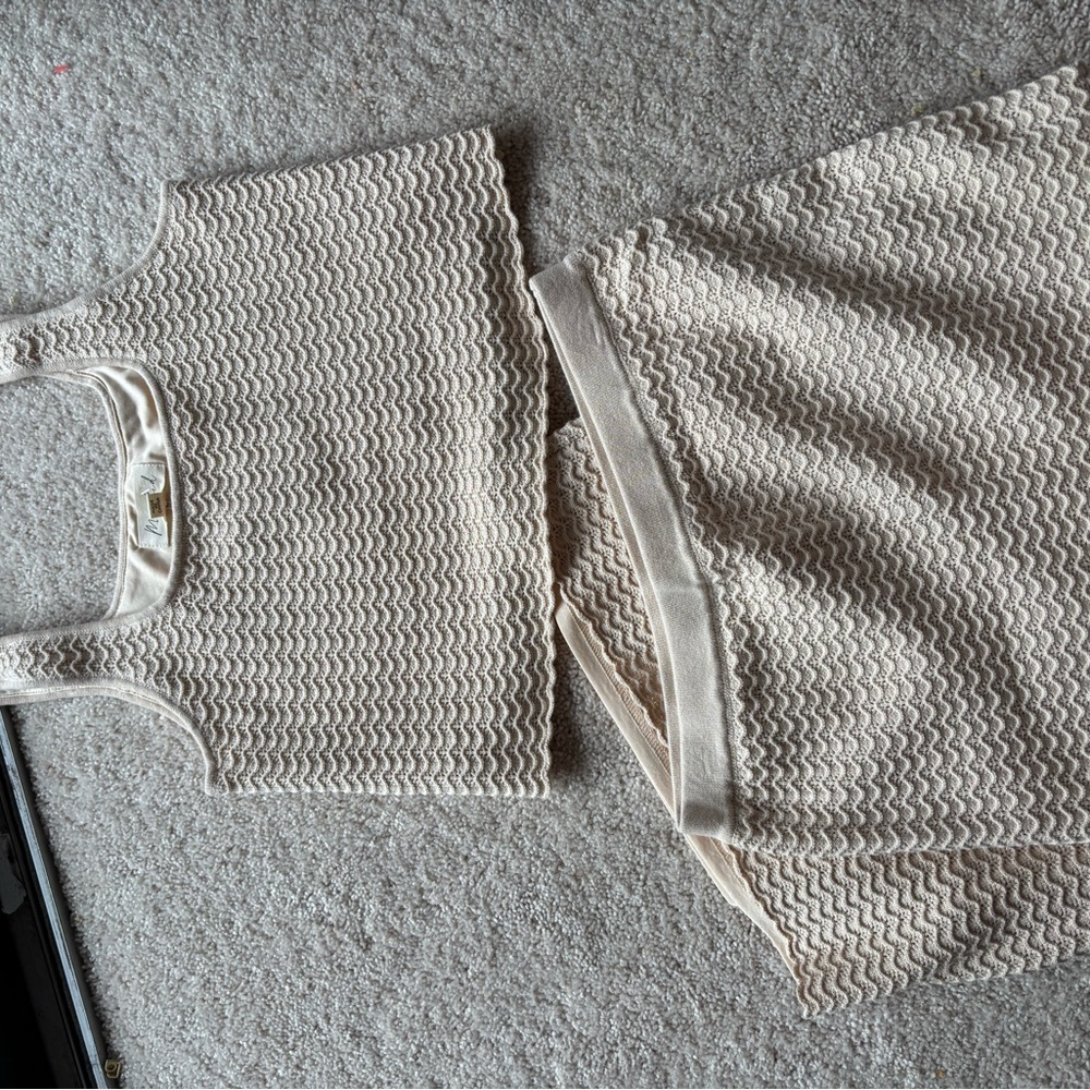 Marled Cream Ribbed Knit Sweater